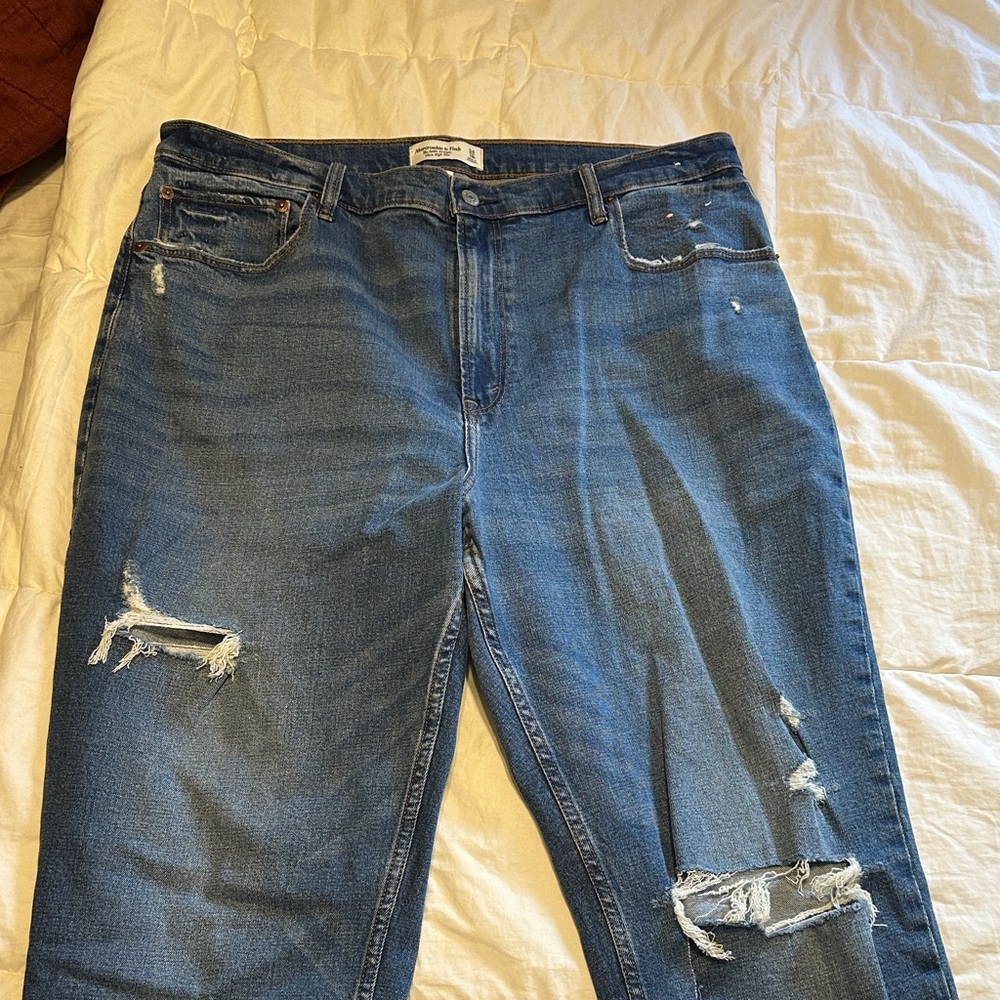 Abercrombie & Fitch Ripped Blue Boyfriend Jeans